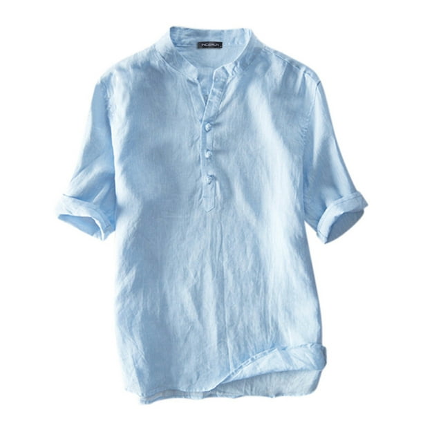 Details about   Retro Mens Shirt Casual Button-Down Cotton Short Sleeve Vintage Style